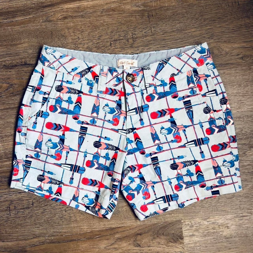 Red Camel Women's Shorts Canoe Paddle‎ Print Size 1 Beach Travel